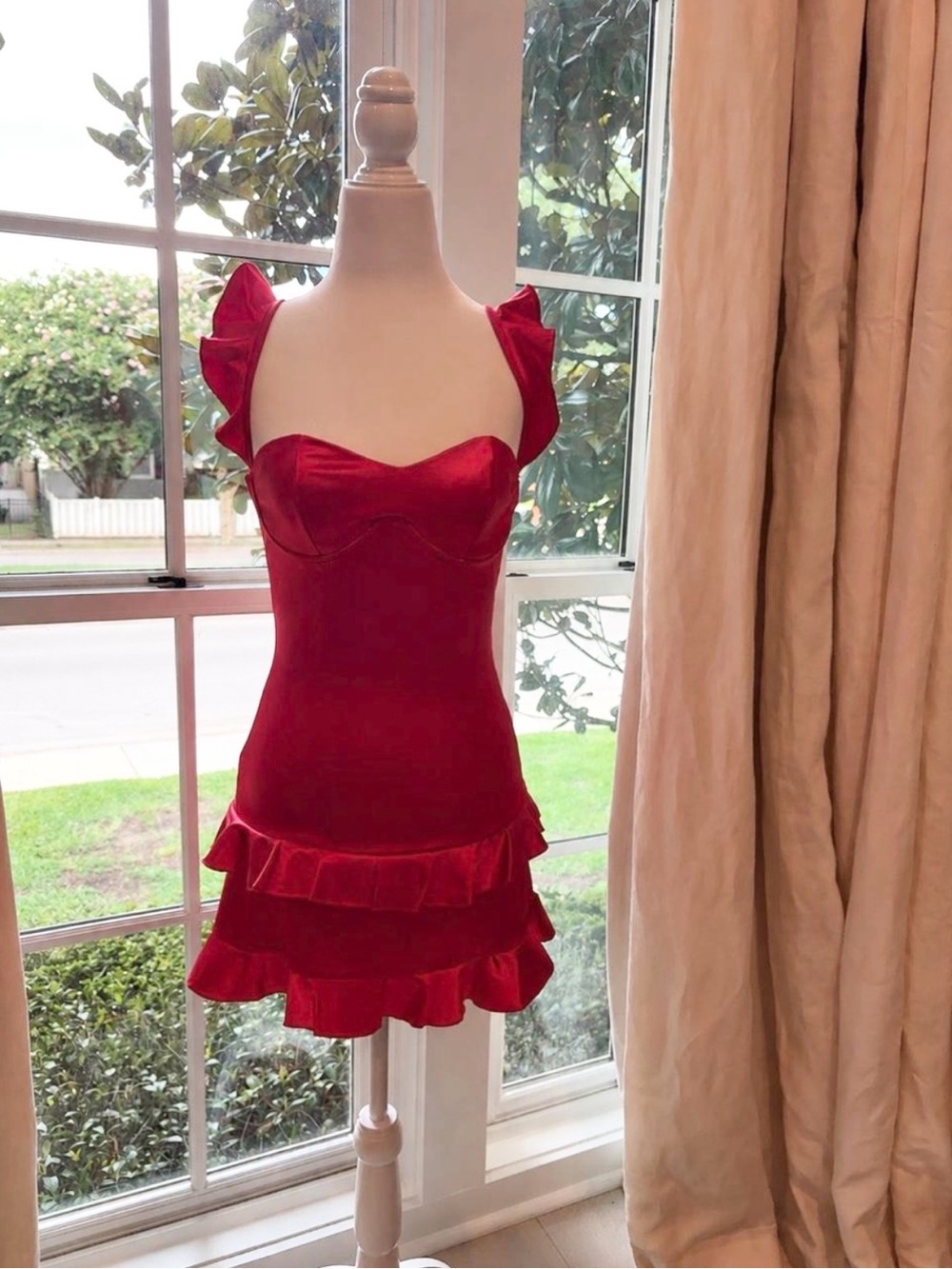 Lucy in the Sky Bright Red Ruffle Mini Dress